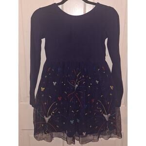 Girls Longsleeve Mikey Mouse Fireworks Dress Size 10 4th of July Disney Vaca